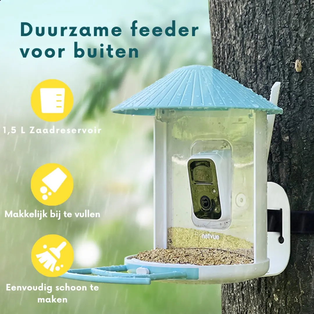 Birdfy Feeder 1 Vogelvoederhuisje met Camera - Zonnepaneel - afbeelding 4 van 6