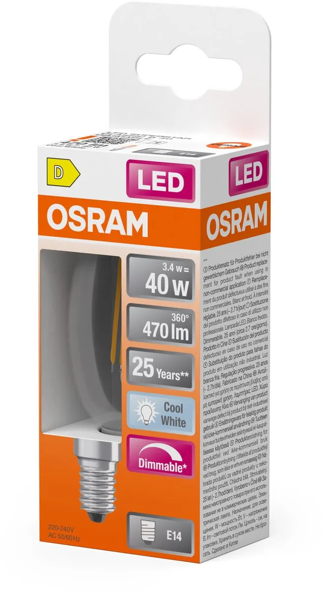 Osram LED Superstar B40 Kaarslamp - 3,4W 470lm 4000K E14