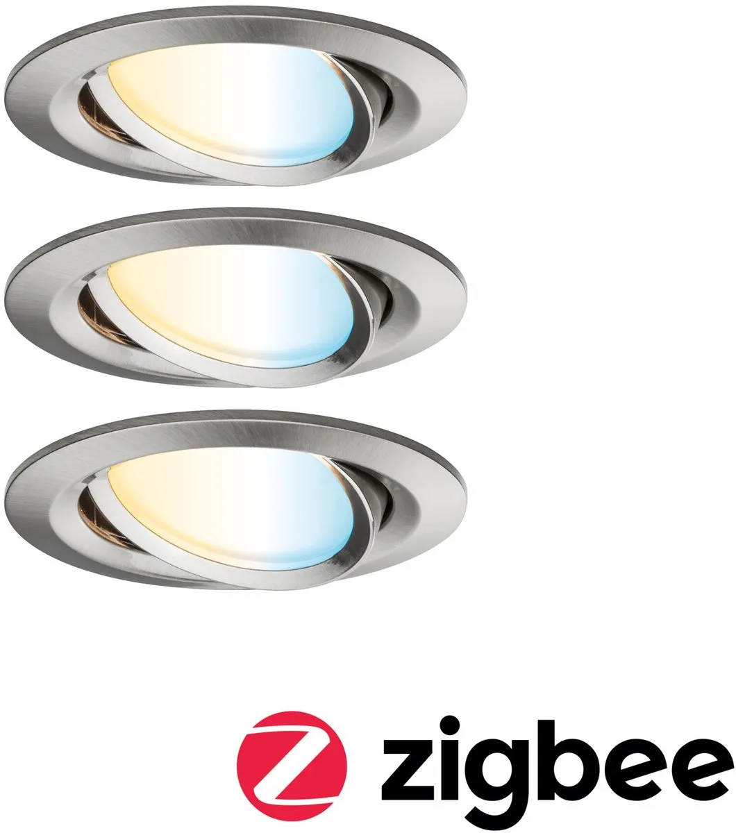 Paulmann Nova Plus Zigbee 3.0 LED-inbouwlamp 3x6W 470lm - Staal geborsteld