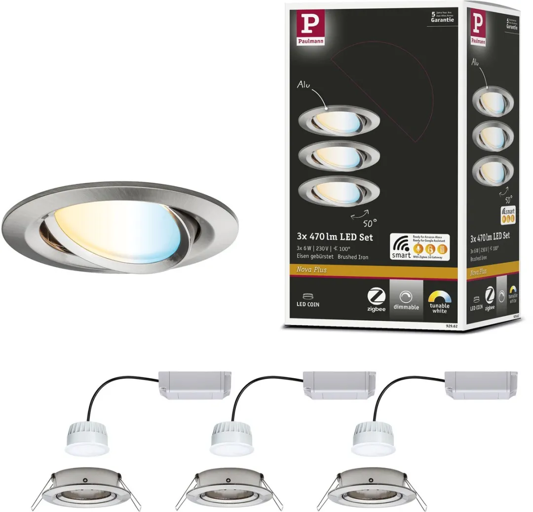 Paulmann Nova Plus Zigbee 3.0 LED-inbouwlamp 3x6W 470lm