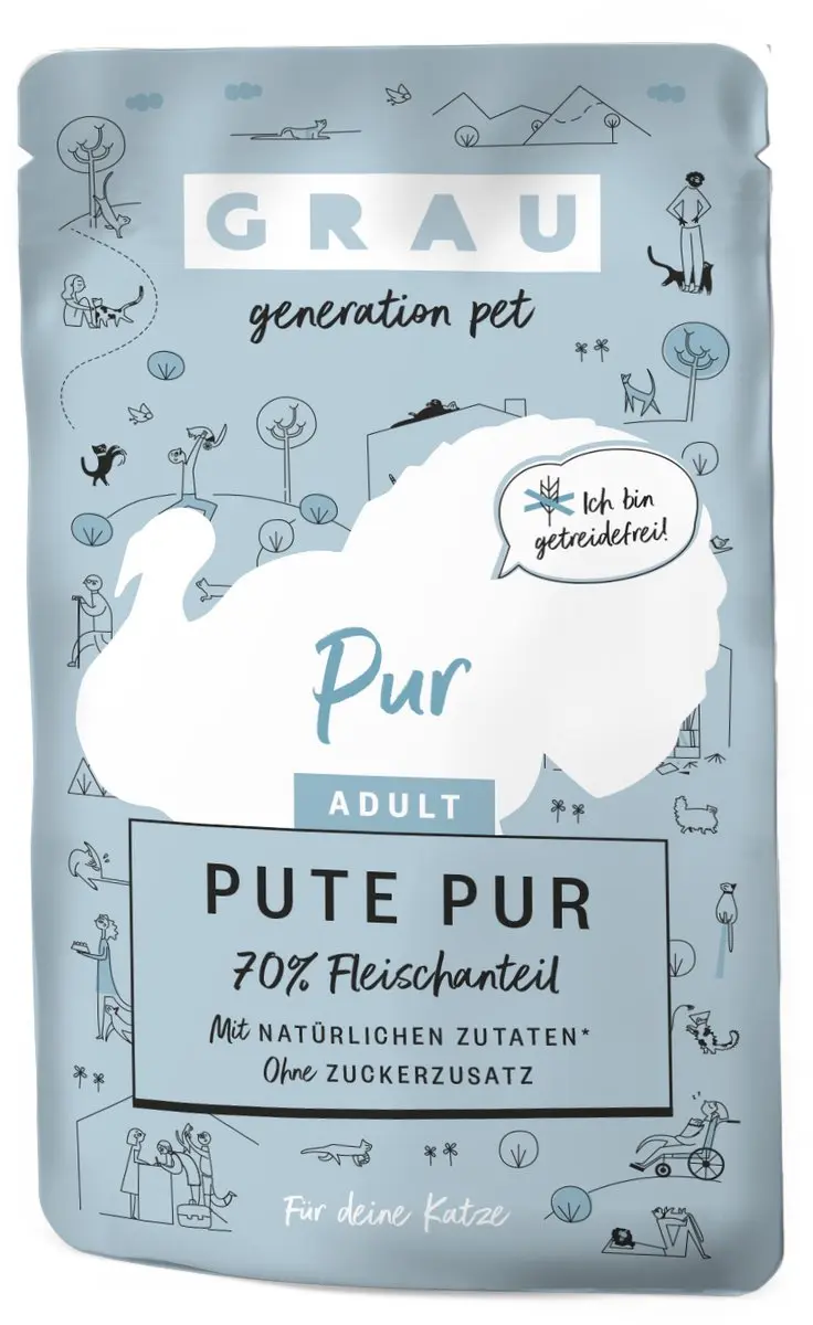 Grau kat natvoer kalkoen pouche 4x125 gr