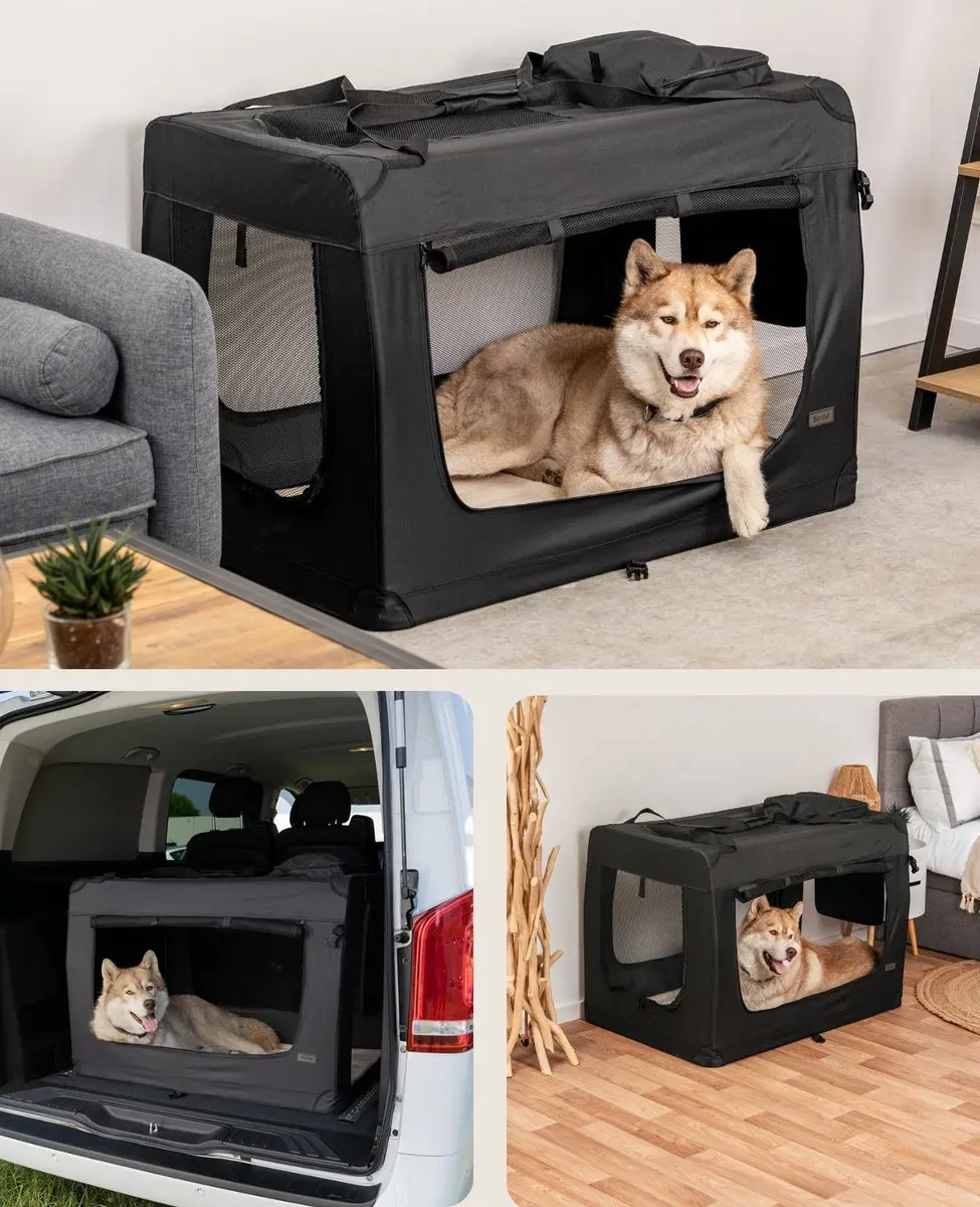 Lionto Honden Transportbox - 101x69x70cm - Zwart - afbeelding 6 van 6