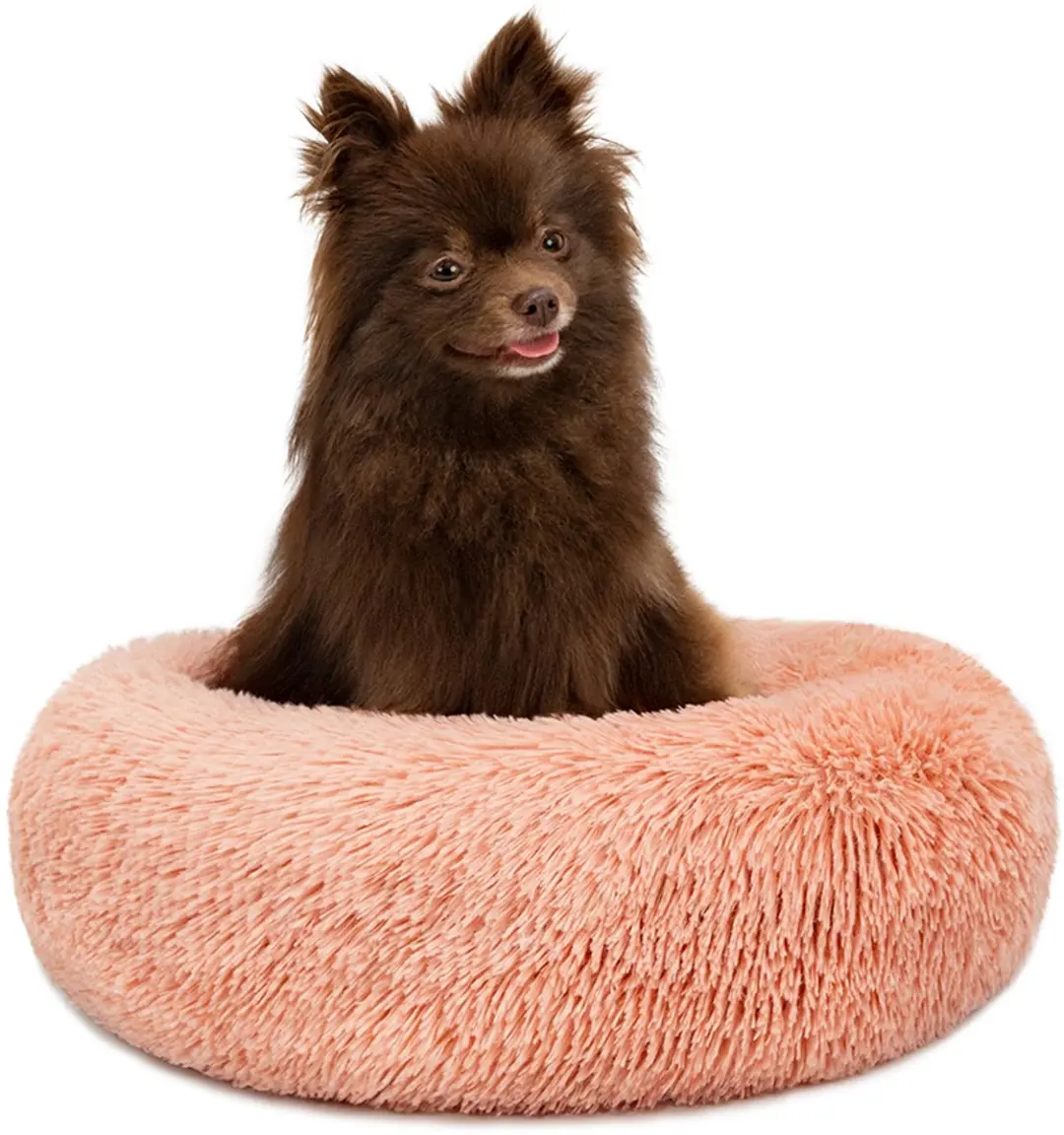 lionto Donut hondenbed, zacht pluche & verhoogde rand 40 cm roze