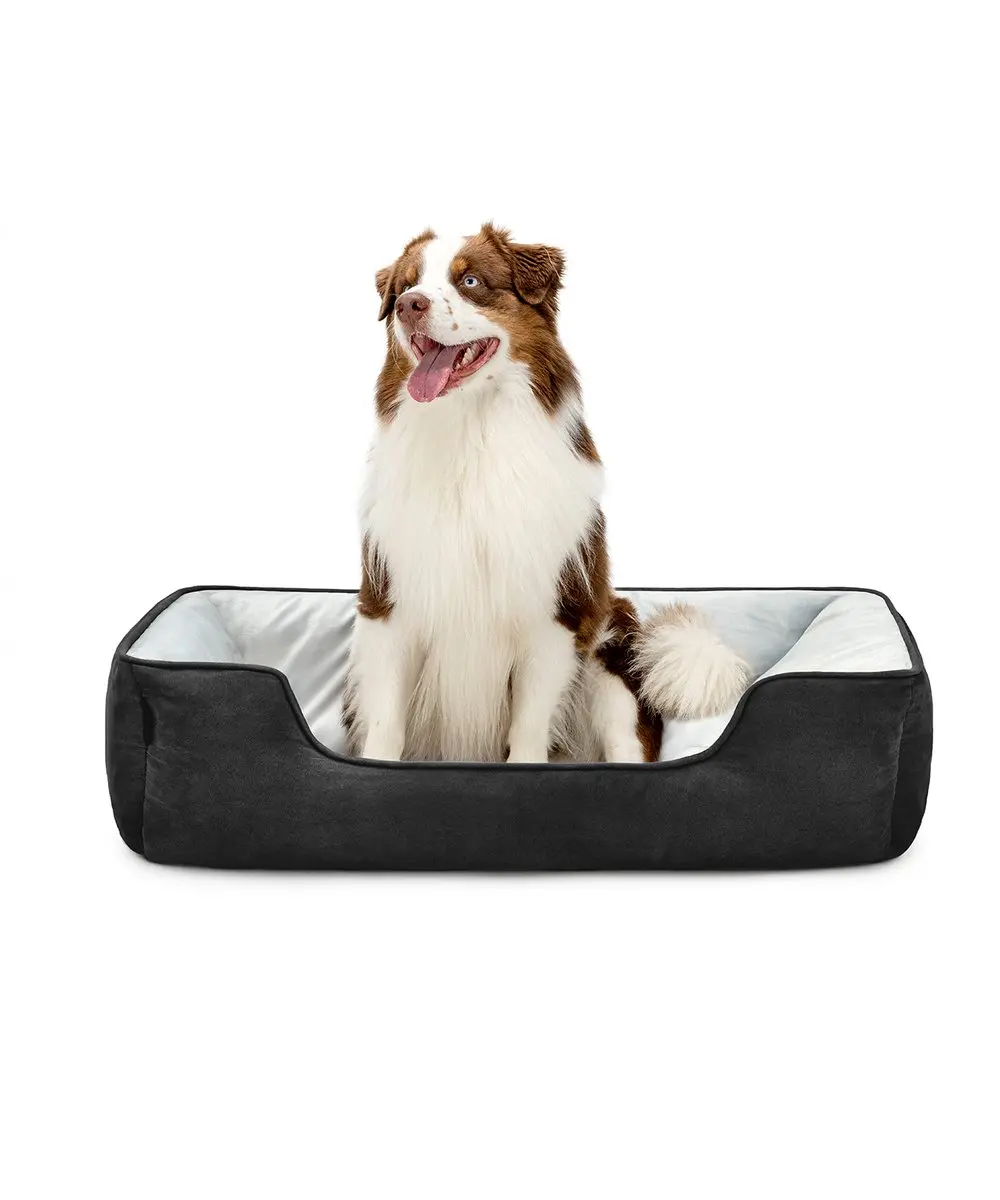 lionto Hondenbed omkeerbaar, zacht & comfortabel 110x80 cm zwart/grijs