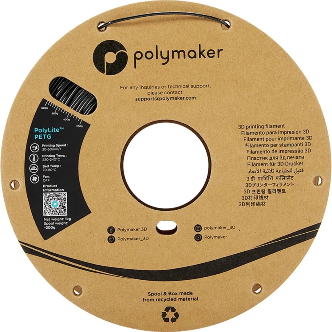 Polymaker PolyLite PETG Filament 1.75mm 1000g - Zwart