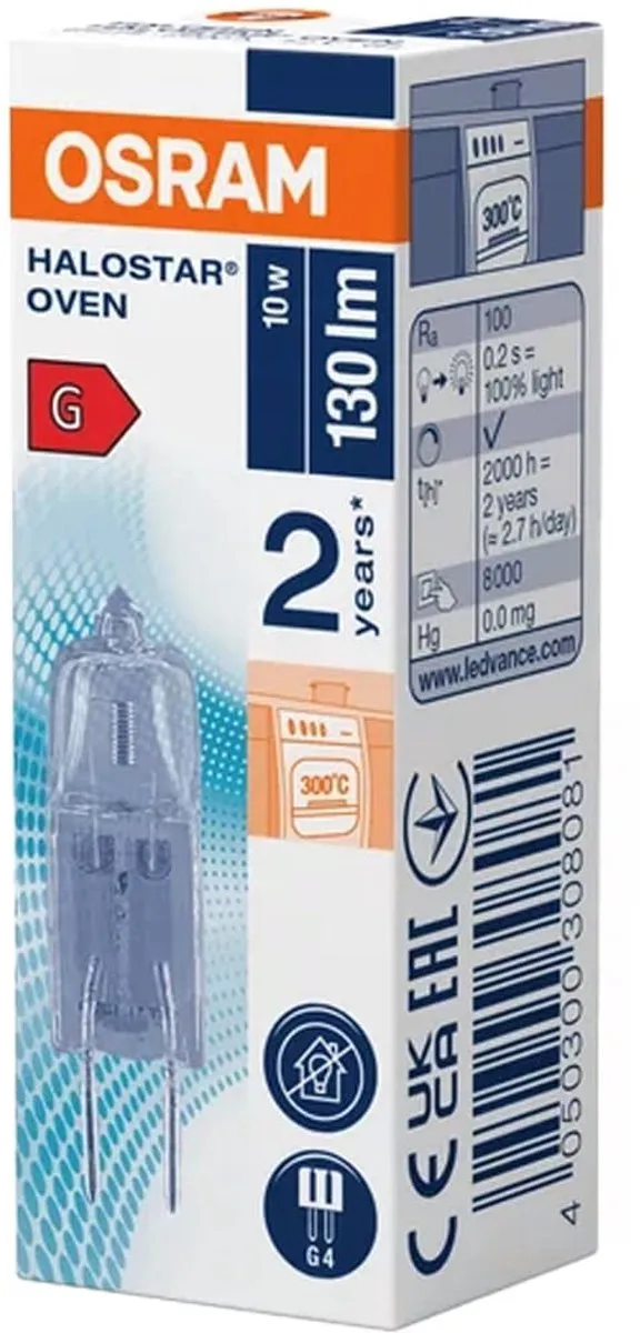 Osram Ovenlamp Halogeen G4 10W - 140lm - Warm Wit