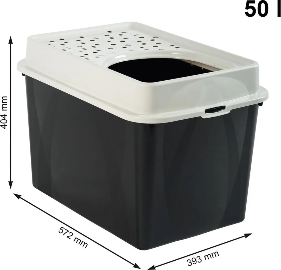 Rotho Mypet Kattenbak Met Boveningang Eco Berty 57.2x39.3x40.4 cm - Kattentoilet - Zwart&Beige - afbeelding 2 van 2