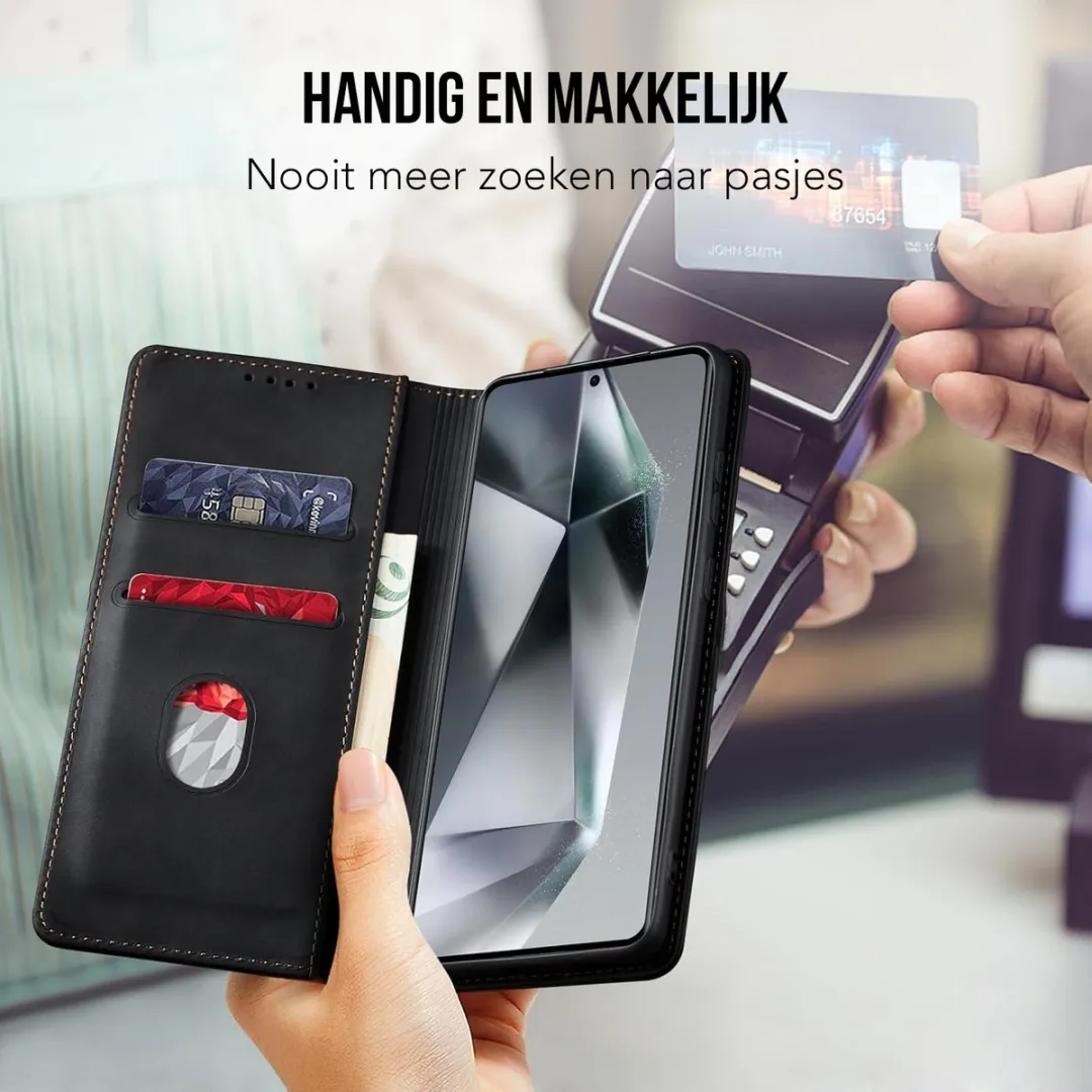 NUVEX Hoesje Samsung Galaxy S24 Ultra - Pasjeshouder 2 Stuks - Zwart