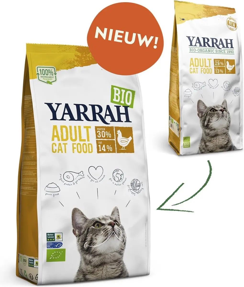 Yarrah Bio Droogvoer Kat Kip 800g - afbeelding 4 van 6