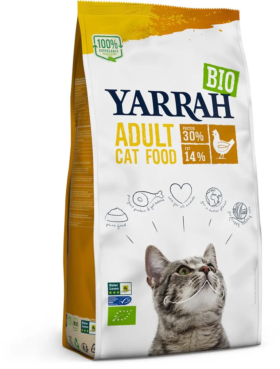 Yarrah Bio Droogvoer Kat Kip 800g