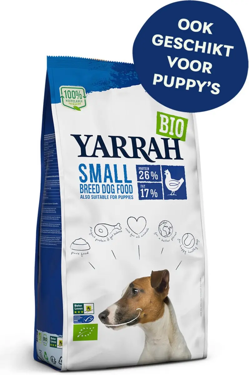Yarrah Bio Hondenvoer Adult Small Breed Kip 2kg - 4x - afbeelding 6 van 6