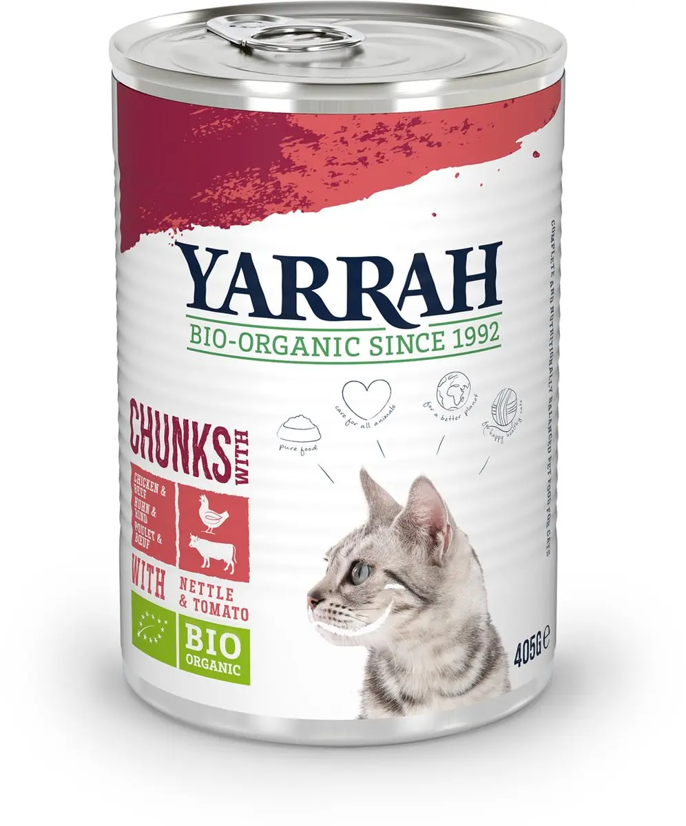 Yarrah Bio Kattenvoer Chunks Kip & Rund 405g