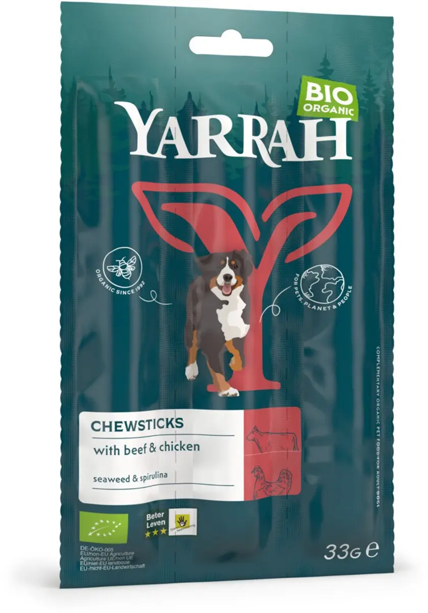 Yarrah Bio Kauwstaafjes Hond Rund 25x 3 stuks