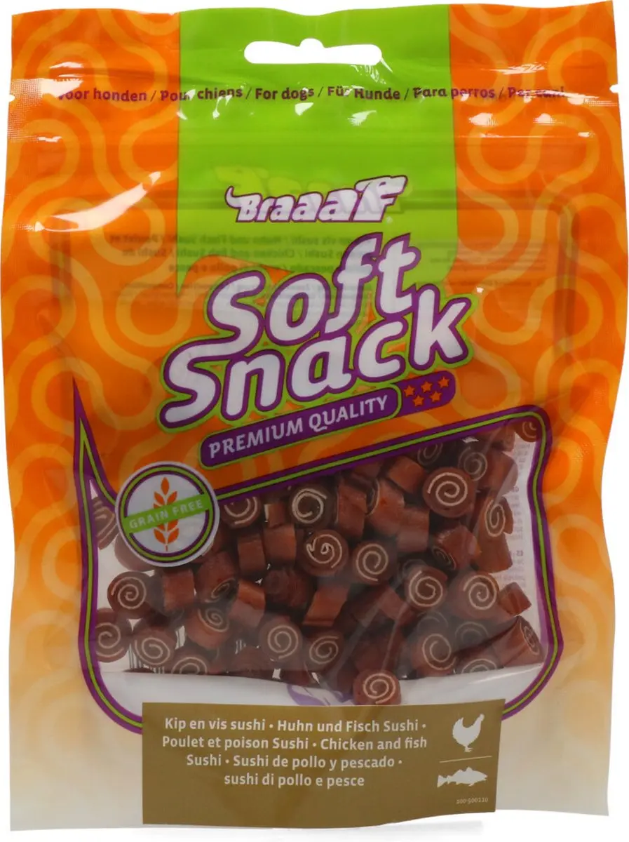 Braaaf Hondensnack Sushi Kip & Vis 10x 85g - afbeelding 3 van 6