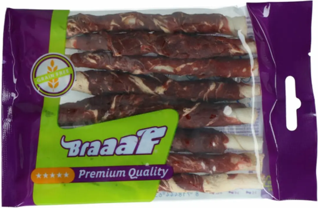 Braaaf Hondensnack Rol Sticks Lam-Vis 12cm 10x80g - afbeelding 3 van 6