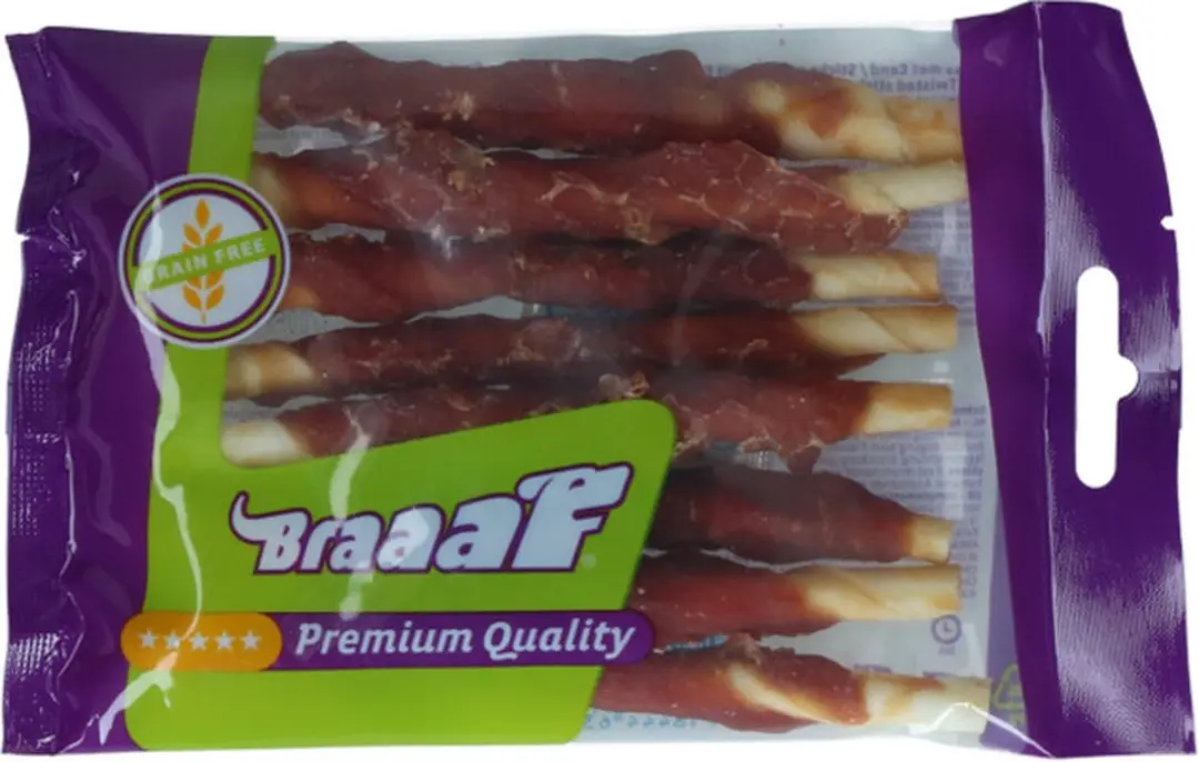 Braaaf Hondensnack Rollsticks Duck 12cm 8 stuks - afbeelding 3 van 5