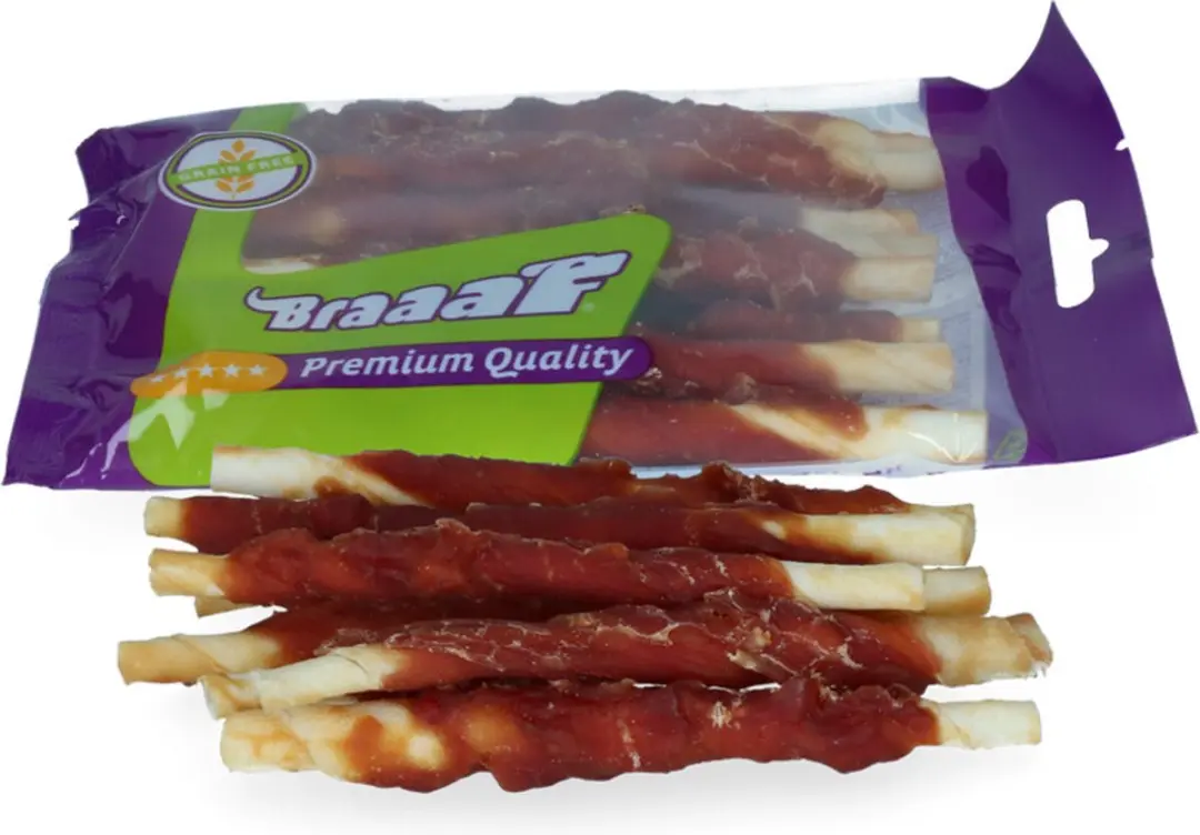 Braaaf Hondensnack Rollsticks Duck 12cm 8 stuks