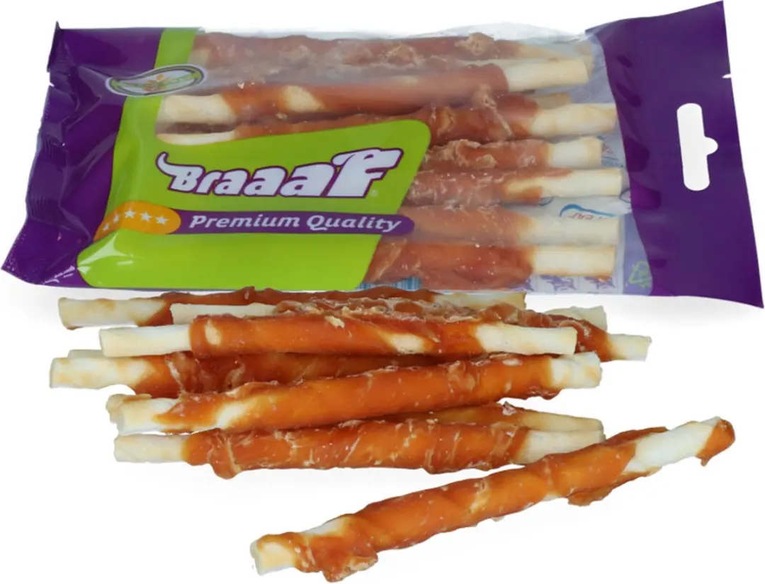 Braaaf Rol Sticks Hondensnack Kip 12cm
