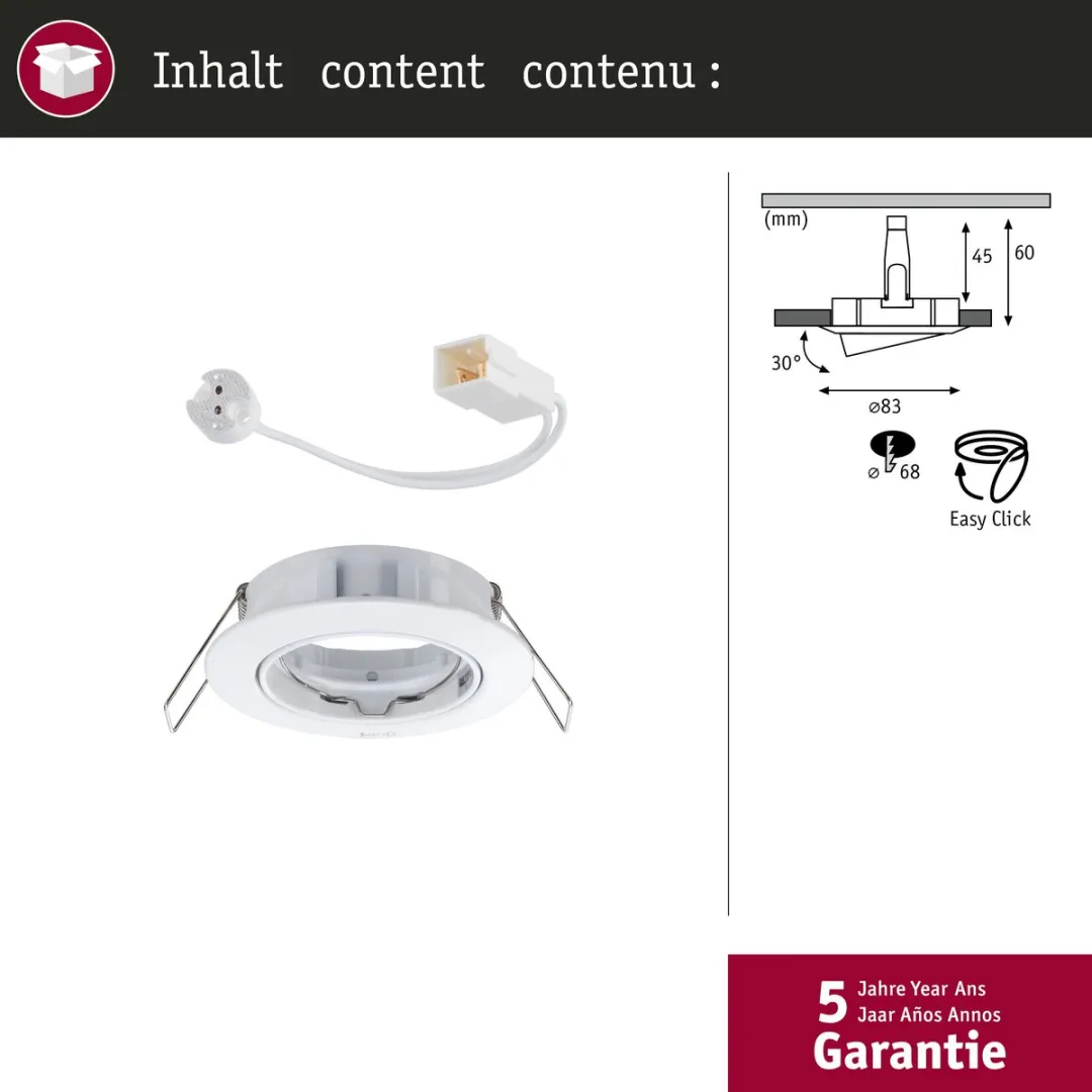 Paulmann Premium Inbouwlamp 83mm GU5.3 50W Wit