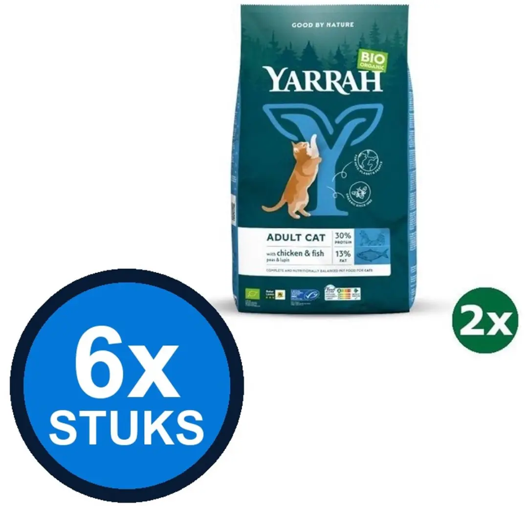 6x Yarrah cat bio dry chicken&fish msc 800gr