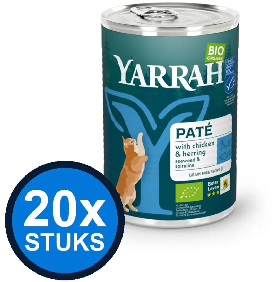 20x Yarrah cat bio blik paté vis 400gr