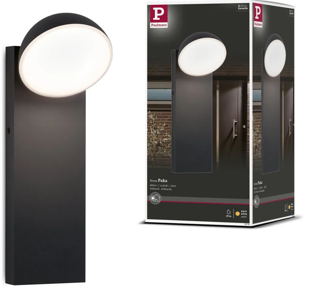 Paulmann LED Wandarmatuur Puka Antraciet 8,5W 3000K IP44