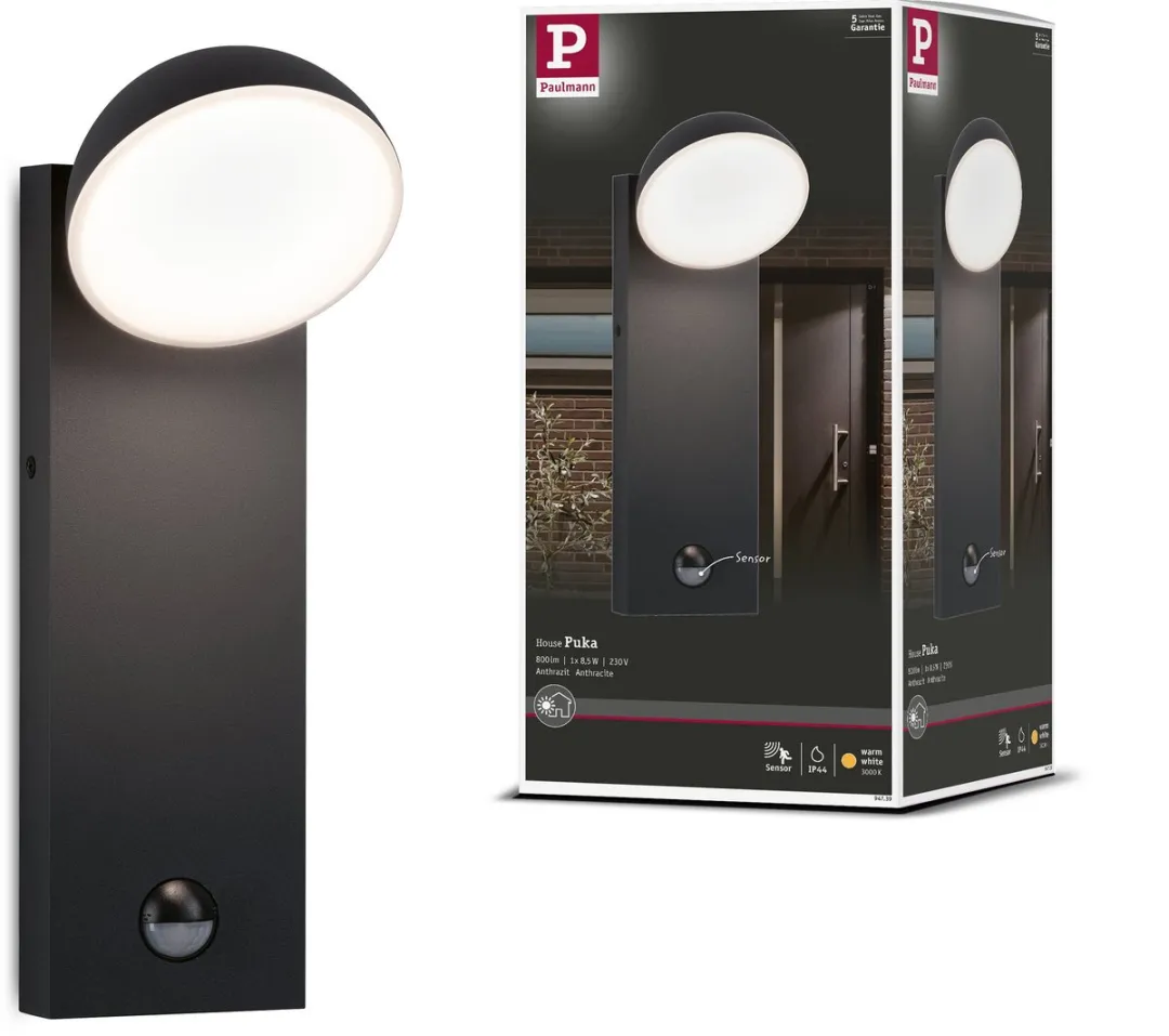 Paulmann LED Wandarmatuur Puka Antraciet 8,5W 3000K IP44