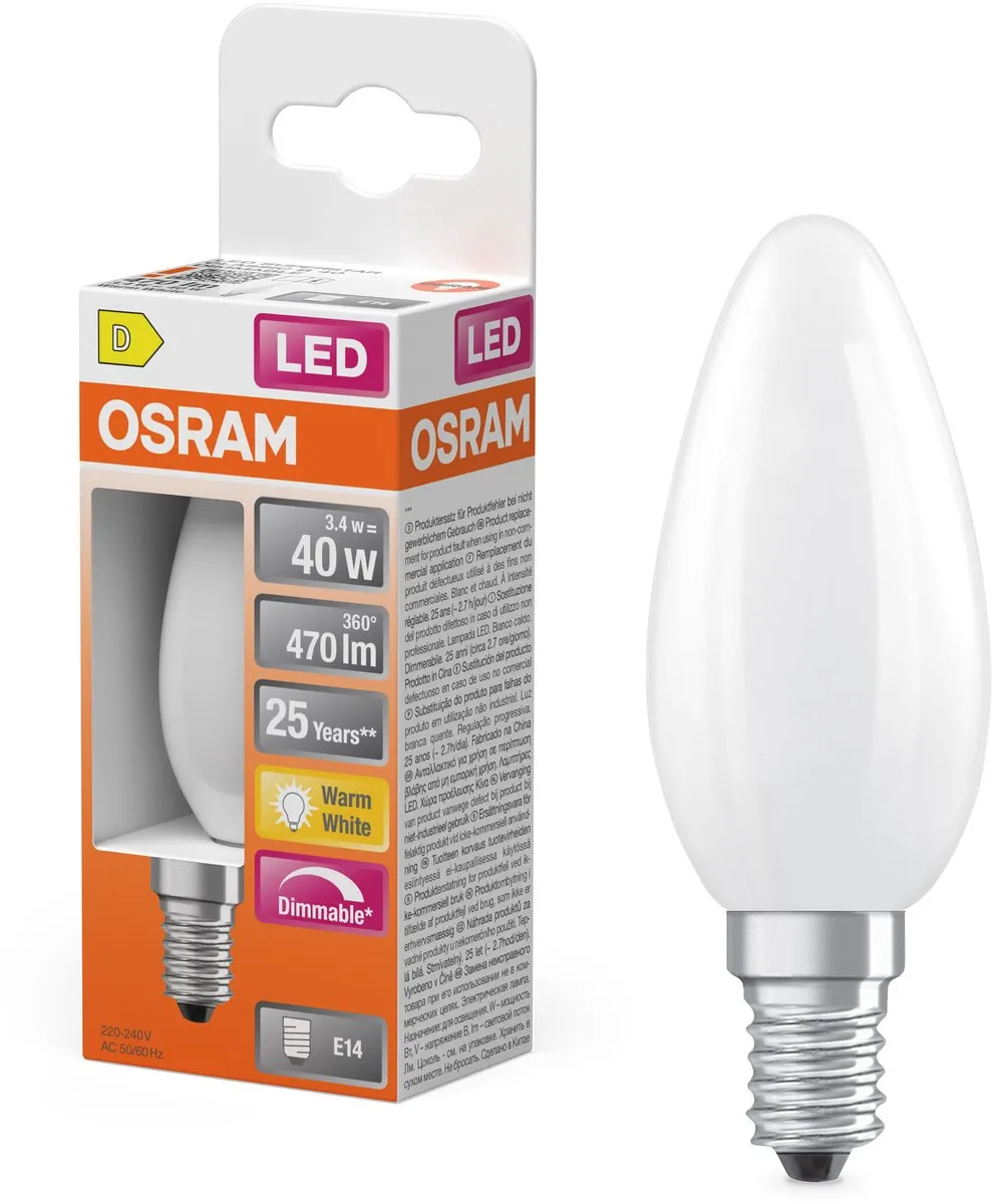 Osram LED Superstar B40 Kaarslamp 3,4W 470lm Mat - 15.000h