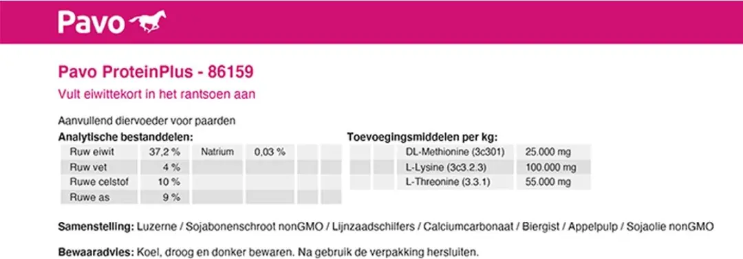 Pavo ProteïnPlus Paardensupplement - 7 kg - afbeelding 6 van 6