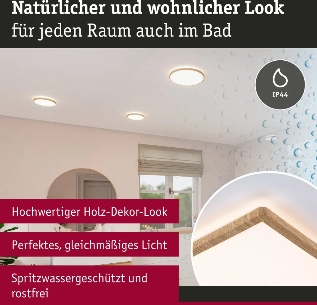 Paulmann Atria Shine LED-paneel 16W 1600lm 3000K Houtlook - IP44 - afbeelding 6 van 6