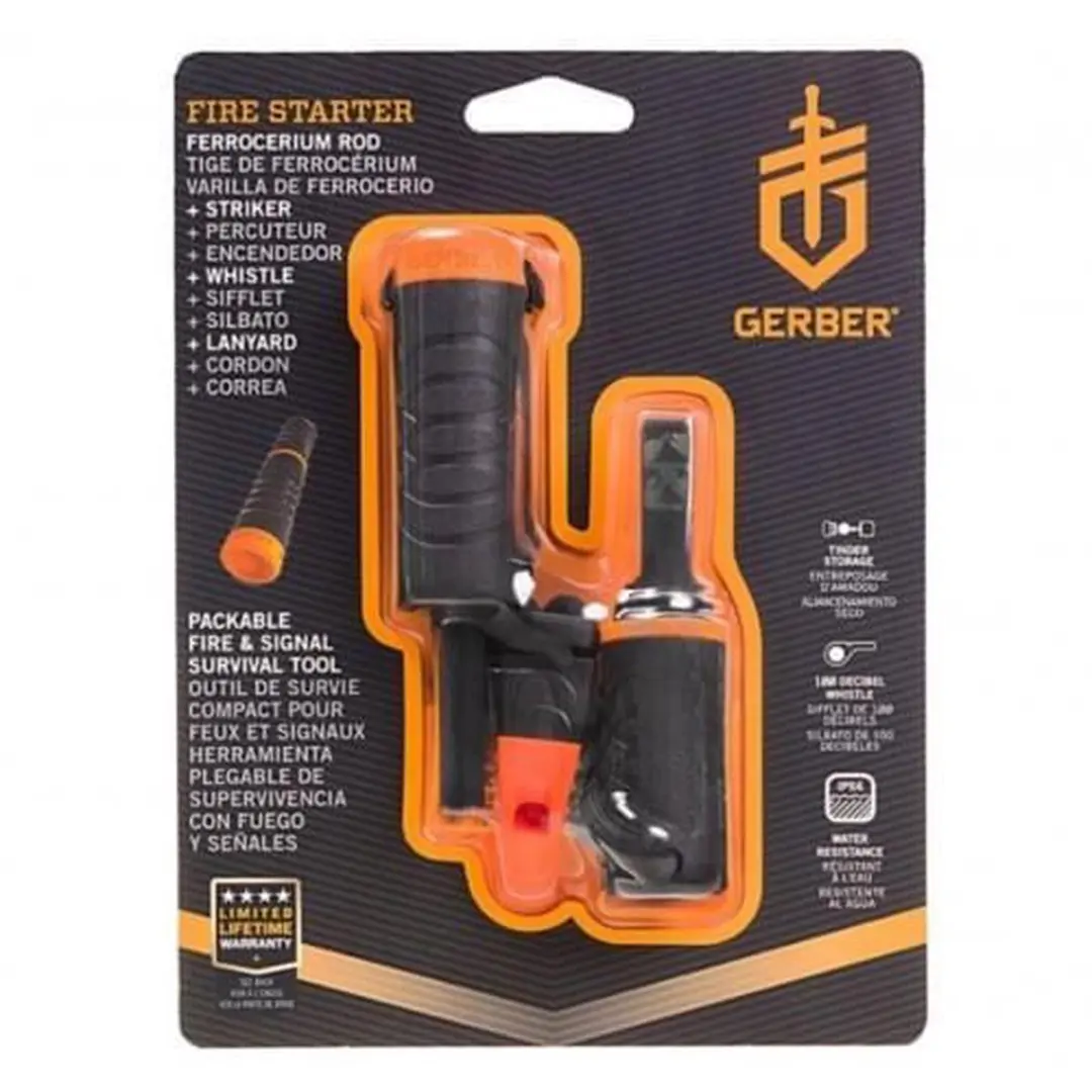 Gerber Fire Starter Vuurstarter met Noodfluitje - Zwart/Oranje - afbeelding 5 van 6