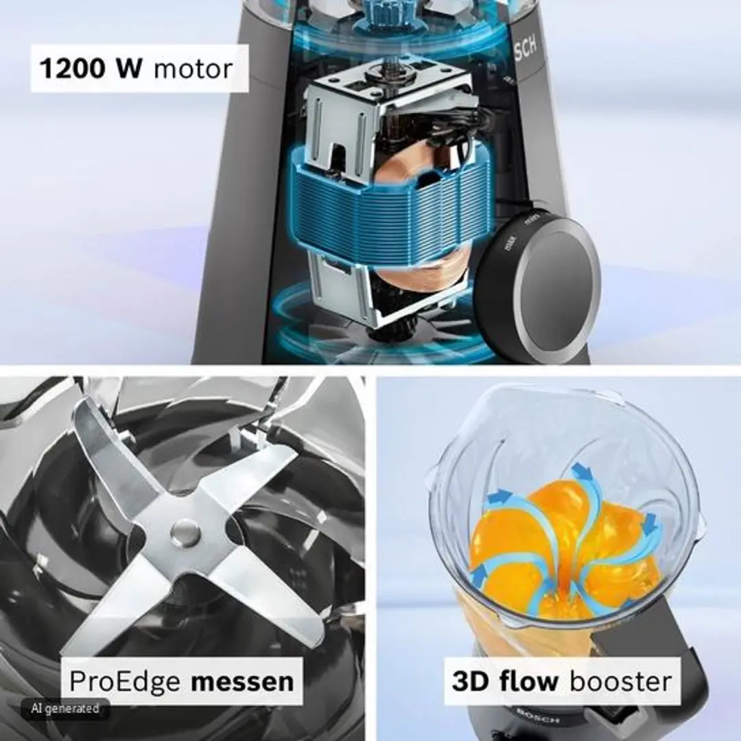 Bosch Serie 4 MMB4151B Blender - 1200W - Zwart - afbeelding 3 van 6
