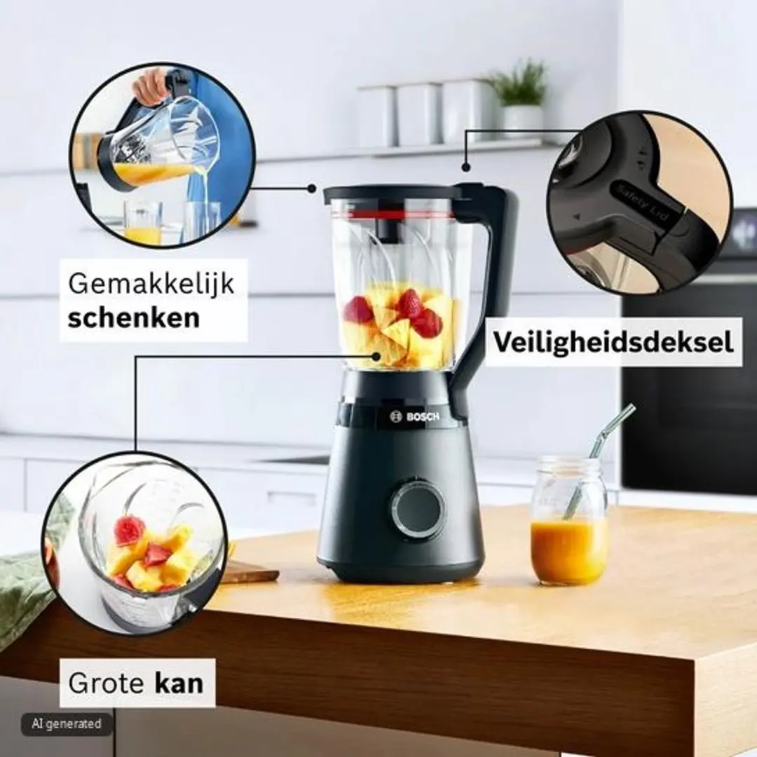 Bosch Serie 4 MMB4151B Blender - 1200W - Zwart - afbeelding 4 van 6