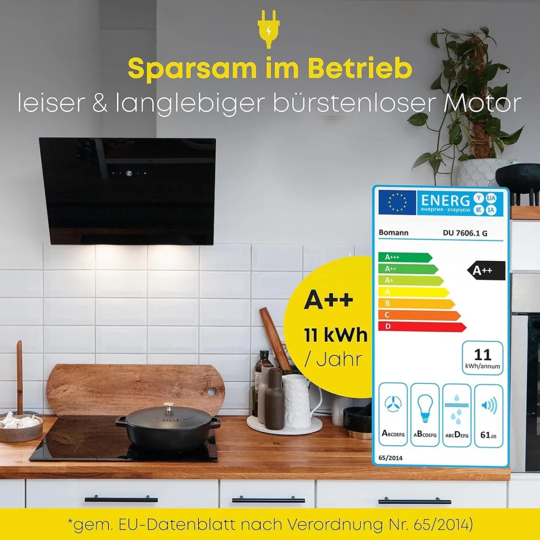 Bomann DU 7606 G Afzuigkap 60cm - 480m³/u - A++ - afbeelding 6 van 6