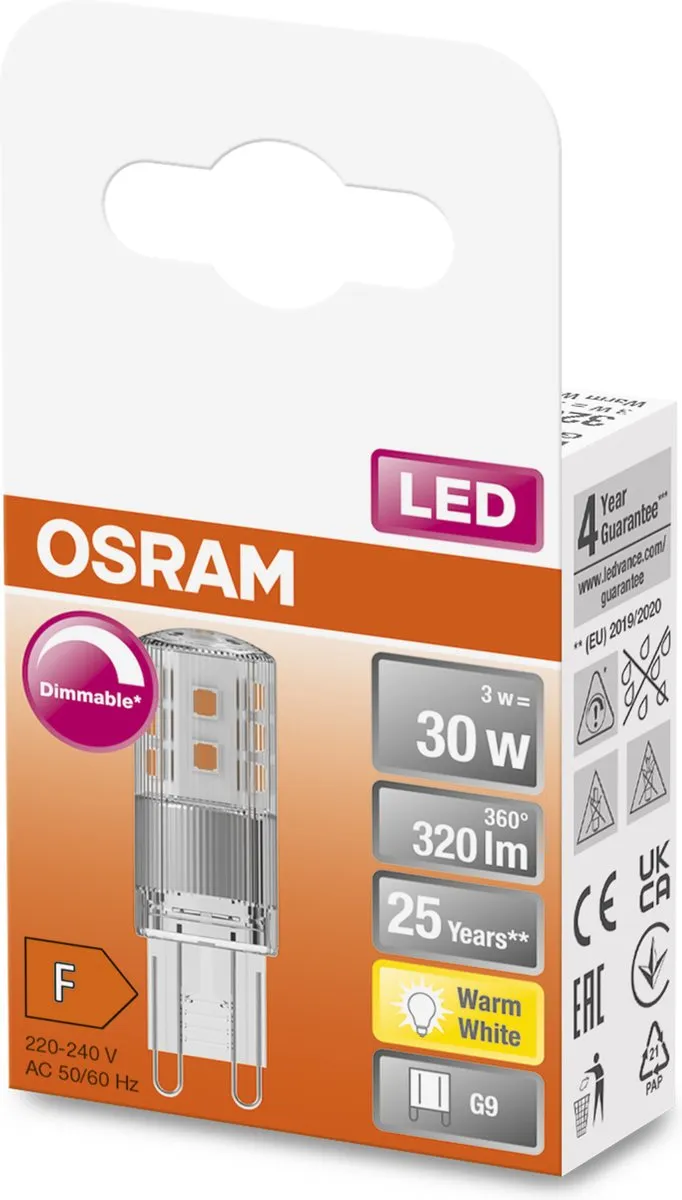 Osram LED-lamp G9 3W Warmwit - 1 Stuk