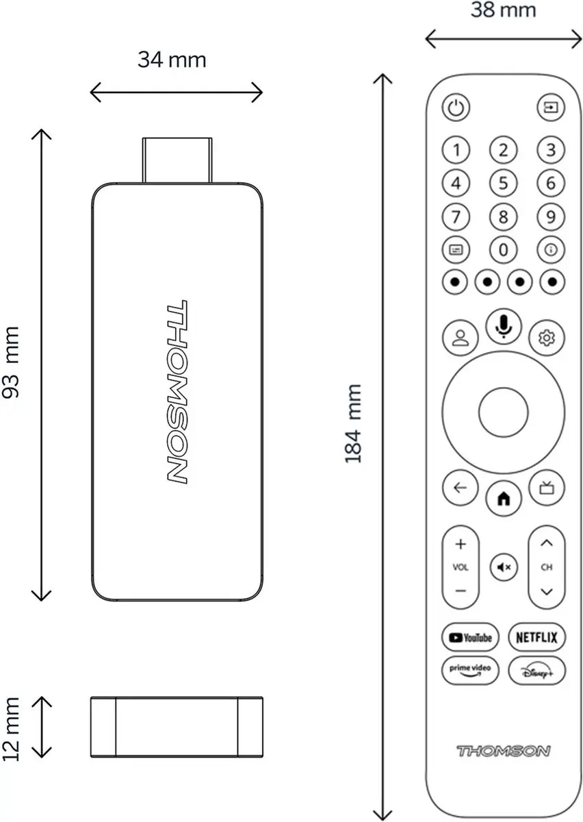 Thomson Streaming Stick 145 Google TV - Zwart - afbeelding 5 van 6
