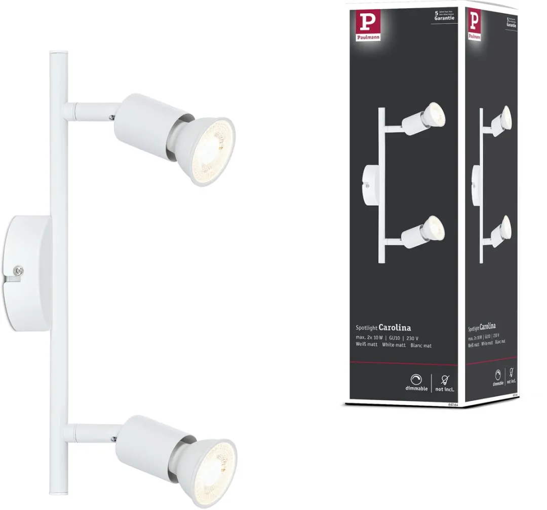 Paulmann Spotlight Carolina GU10 2x10W - Wit mat
