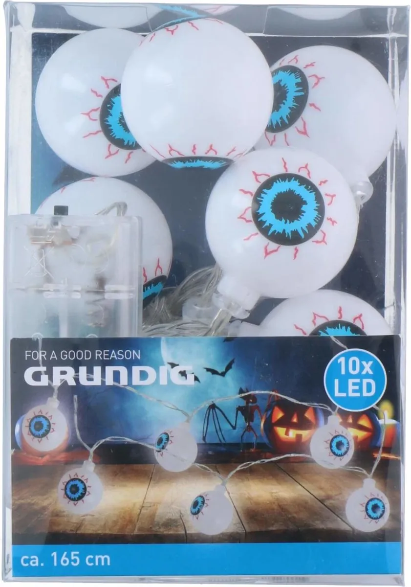 Grundig Halloween Lichtsnoer Oogballen 10 LED - 1,65m - Wit