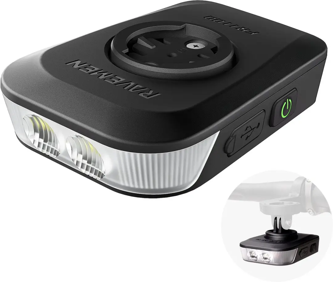 RAVEMEN FR1100SE fietskoplamp 1100 lumen-270° brede lichtbundel compatibel met