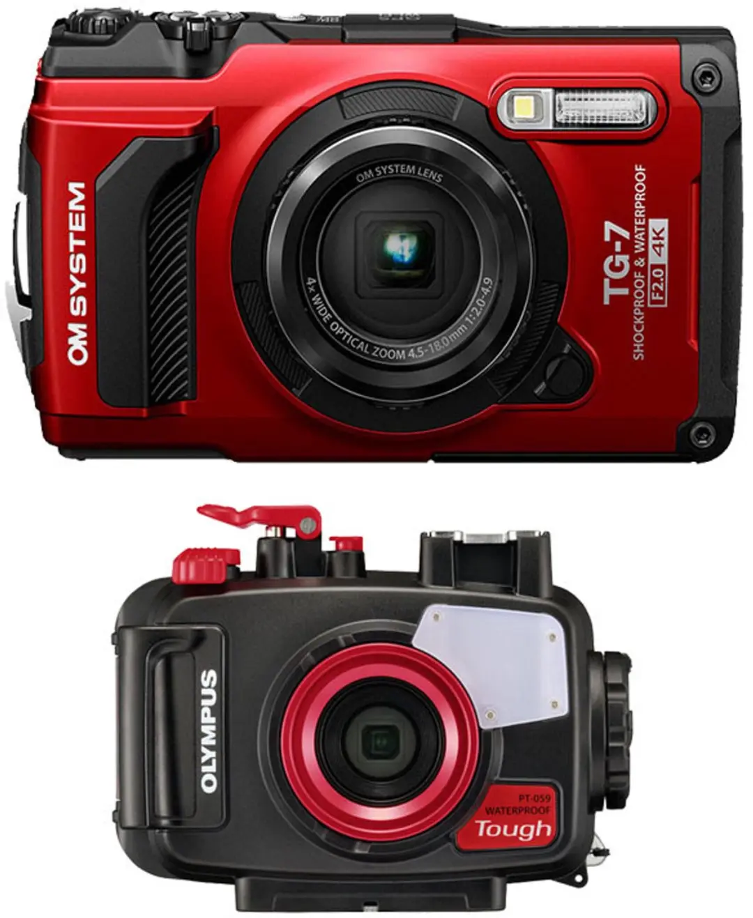 OLYMPUS Compact wasserdichte TG7 Rot + wasserdichte Hülle PT059
