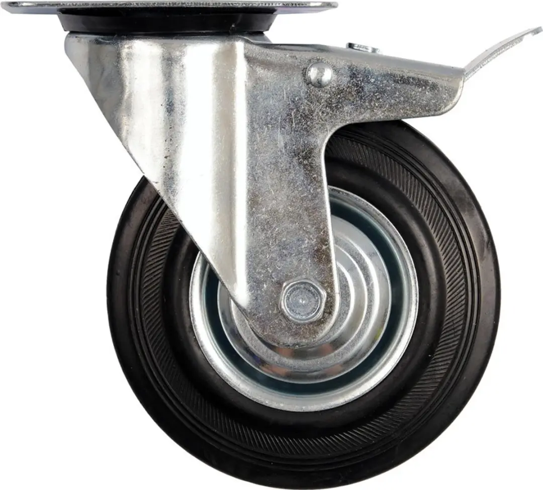 Vorel Zwenkwiel 75mm met Zwart Rubber en Rem