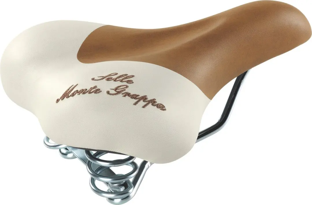 Selle Monte Grappa Fashion - Fietszadel - Met veer - Honey / Cream - Lichtbruin / Wit