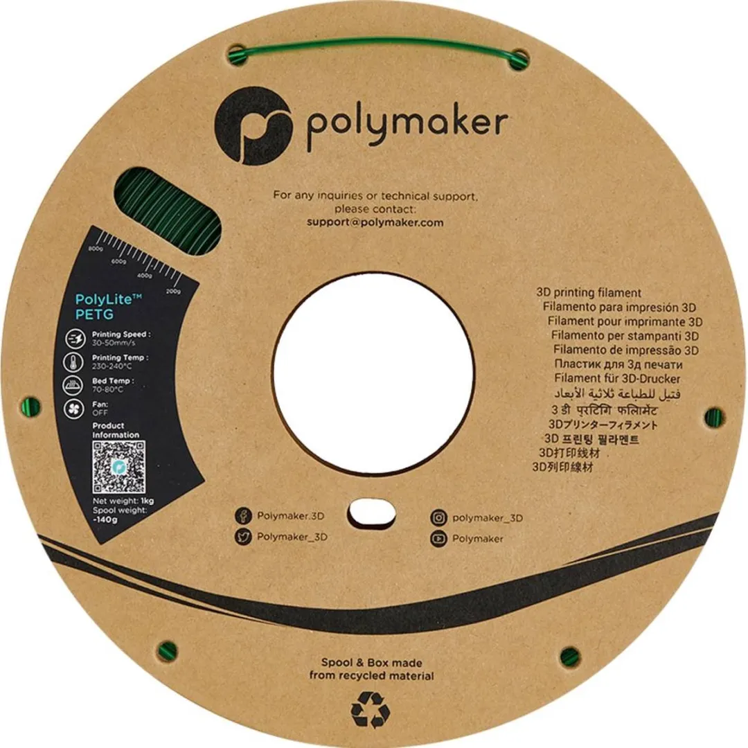 Polymaker PolyLite PETG Filament 1.75mm 1000g - Groen (doorschijnend)