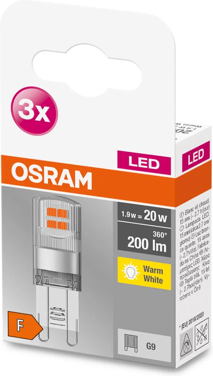 Osram LED-lamp G9 1.9W Warmwit - 3 Stuks - afbeelding 6 van 6