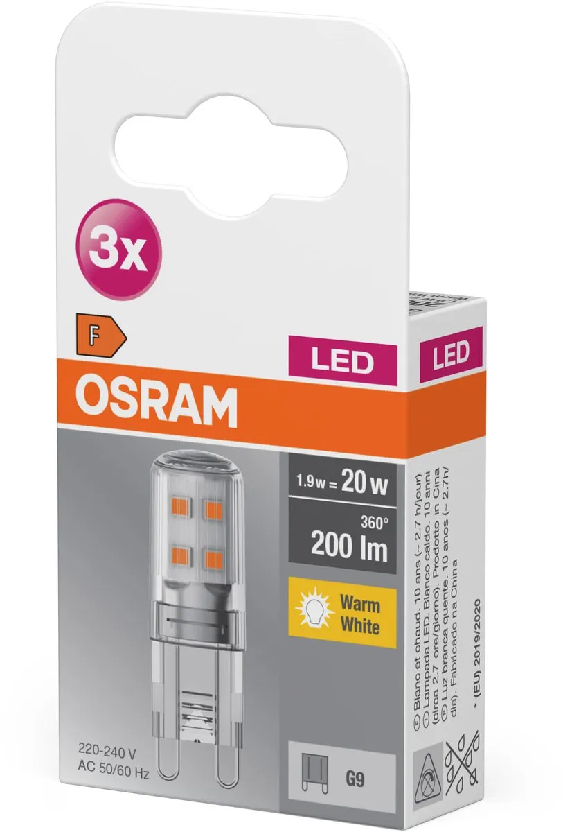 Osram LED-lamp G9 1.9W Warmwit - 3 Stuks