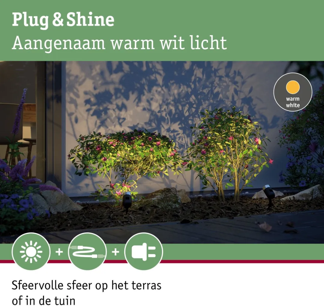 Paulmann Plug & Shine Pike LED Tuinspot IP65 3000K 2,2W Antraciet