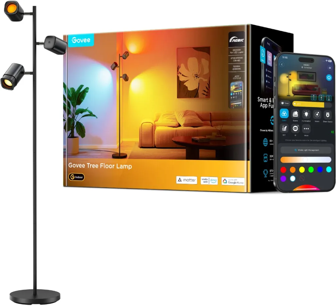 Govee Tree Floorlamp RGBW - 3 Lichtpunten 72W Zwart