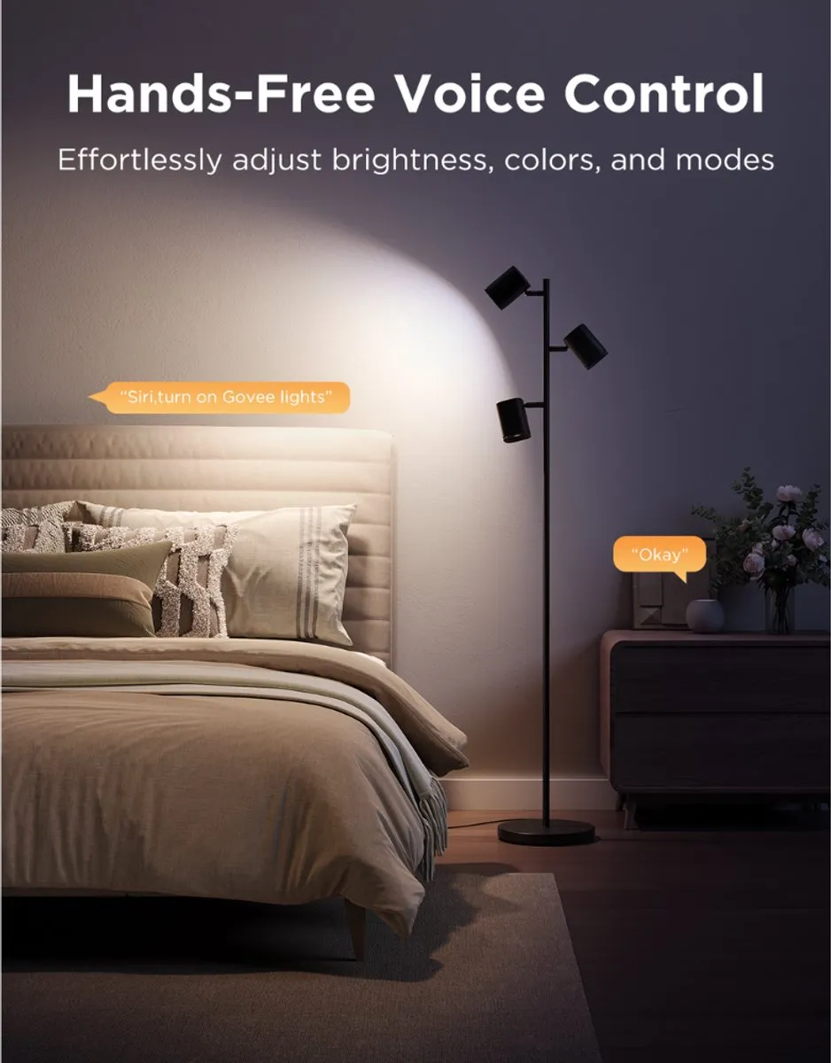 Govee Tree Floorlamp RGBW - 3 Lichtpunten 72W Zwart - afbeelding 6 van 6