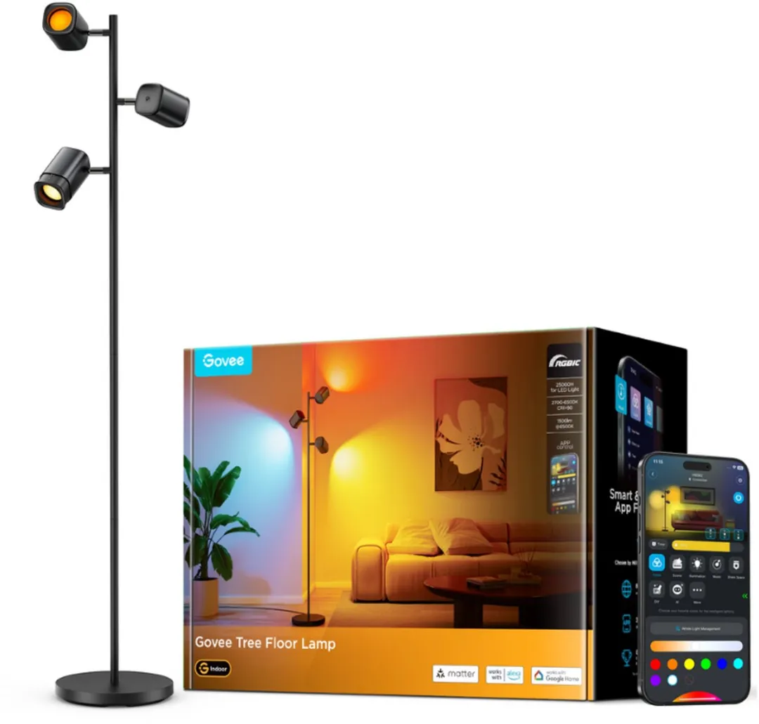 Govee Tree Floorlamp RGBW - 3 Lichtpunten 72W Zwart