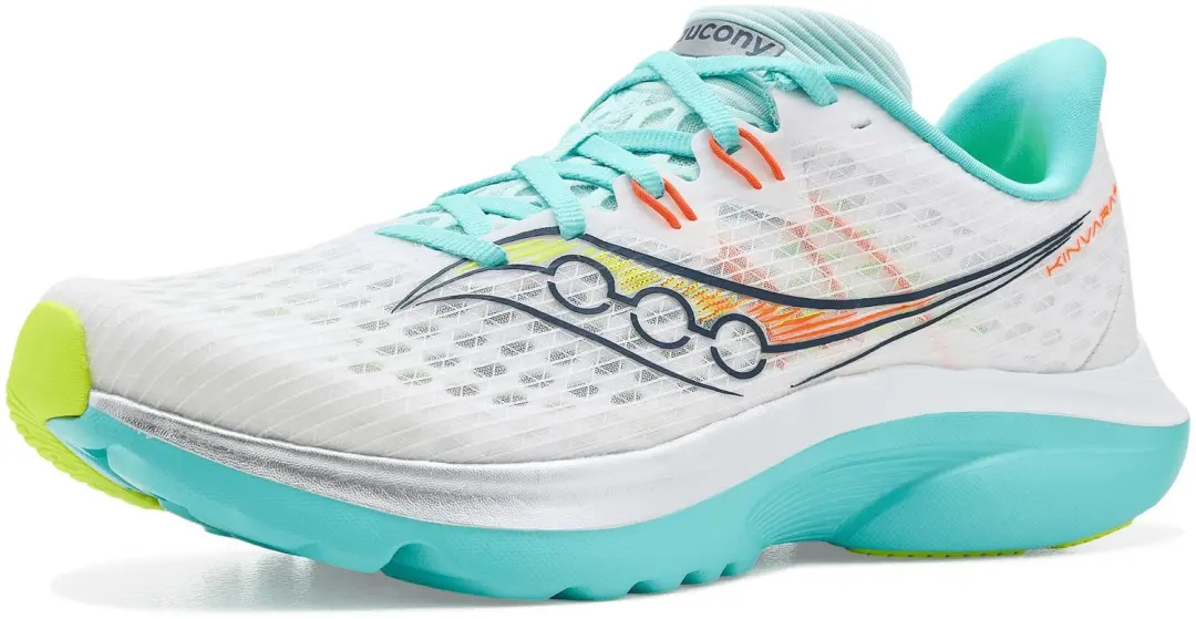 Saucony Kinvara 16 Dames Hardloopschoenen - Wit/Aqua - afbeelding 2 van 2